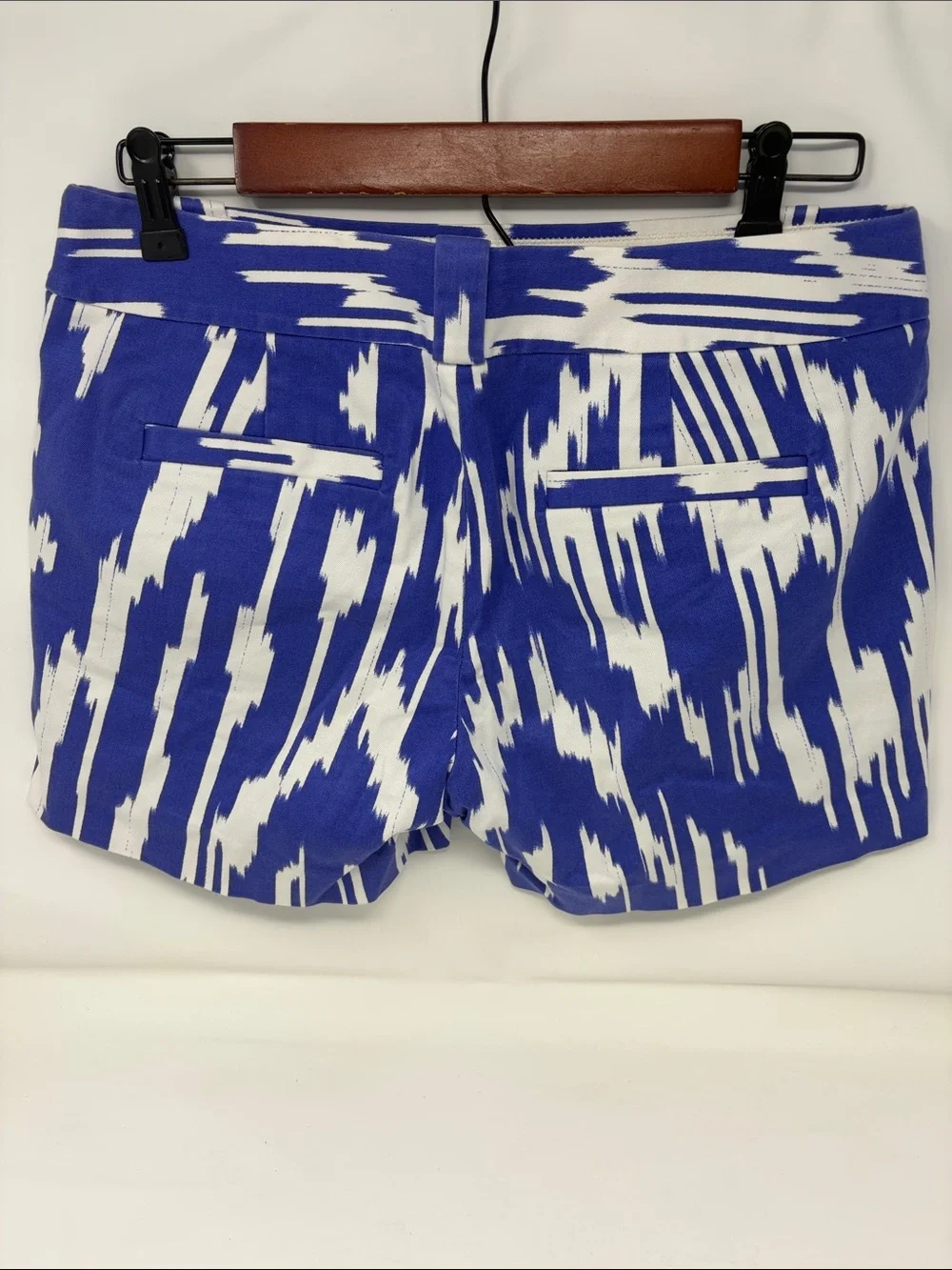 J. Crew Purple and White Abstract Print Flat Front Shorts Size 4